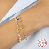 925 Silver Bracelet Colorful Zircon Hand Chain Fine Jewelry
