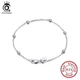 925 Sterling Silver Cable Chain Bracelet with Ball Beads