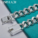 925 Silver 10mm Sideways Chain Buckle Bracelet Wedding Party