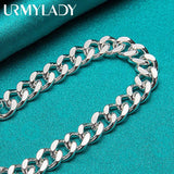 925 Silver 10mm Sideways Chain Buckle Bracelet Wedding Party
