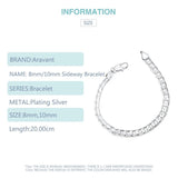 925 Silver Flat Link Chain Bracelet Wedding Jewelry