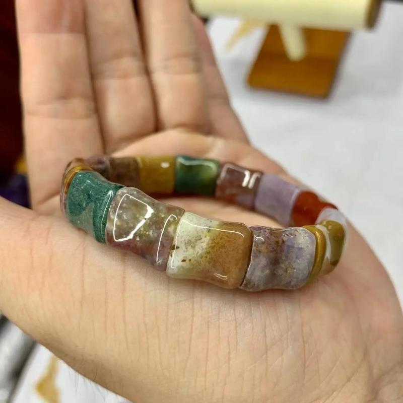 Ocean Agate Stone Beads Bracelet Gemstone Bangle Gift