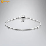 925 Silver Snake Chain Bracelet Flower Clasp Bangle for Women
