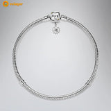 925 Silver Snake Chain Bracelet Flower Clasp Bangle for Women