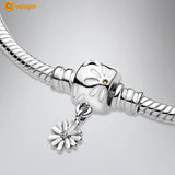 925 Silver Snake Chain Bracelet Flower Clasp Bangle for Women