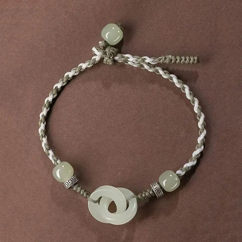 Chalcedony Jade Bracelets Women Vintage Bangles Silver Jewelry