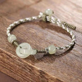 Chalcedony Jade Bracelets Women Vintage Bangles Silver Jewelry