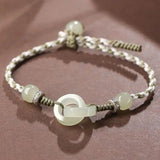 Chalcedony Jade Bracelets Women Vintage Bangles Silver Jewelry