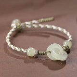 Chalcedony Jade Bracelets Women Vintage Bangles Silver Jewelry