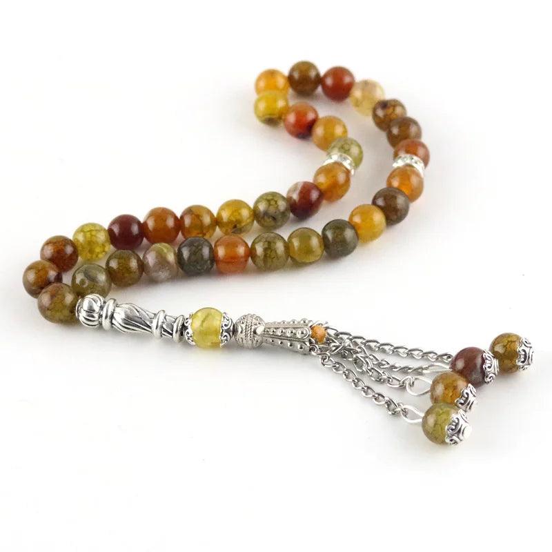 Tea Dragon Agate Stone 33 Beads 8mm Muslim Bracelet Islam Tasbih