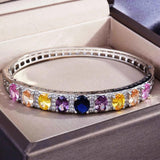 Silver Cubic Zirconia Bangle Bracelet Party Jewelry
