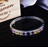 Silver Cubic Zirconia Bangle Bracelet Party Jewelry