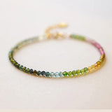 3mm Tourmaline Beads Bracelet for Women Adjustable Thin