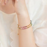 3mm Tourmaline Beads Bracelet for Women Adjustable Thin