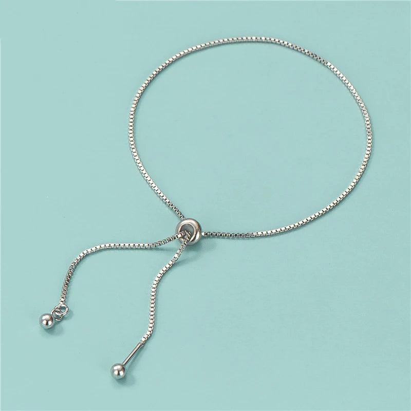 TrustDavis 925 Sterling Silver Box Chain Bracelet For Women