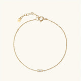 925 Silver Baguette Zircon CZ Charm Bracelet Bangle