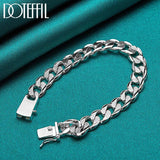 925 Silver Chain Square Buckle Bracelet Wedding Jewelry