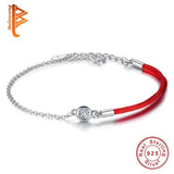 Red Rope Bracelet 925 Silver Crystal Round Bracelet Women Gift