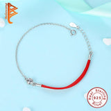 Red Rope Bracelet 925 Silver Crystal Round Bracelet Women Gift
