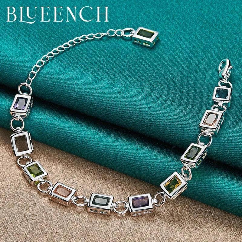 925 Silver Multicolor Zircon Bracelet Women Engagement Wedding