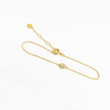 925 Sterling Silver CZ Charm Chain Bracelet