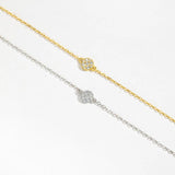 925 Sterling Silver CZ Charm Chain Bracelet