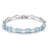 925 Silver Bracelet Sapphire Charm Jewelry Gift