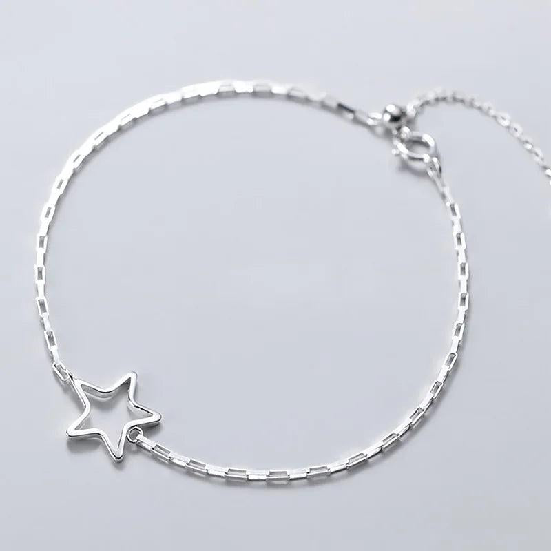 Trustdavis 925 Silver Star INS Charms Bracelet For Women