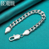 925 Silver 10mm Side Chain Bracelet Men Women Party Wedding Jewelry