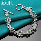 925 Sterling Silver Grape Bead Bracelet Chain Wedding Jewelry