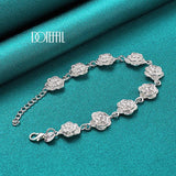 925 Silver Rose Flower Chain Bracelet Wedding Jewelry