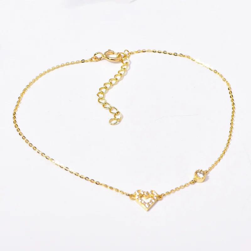 925 Sterling Silver Zircon Heart Charm Bracelet