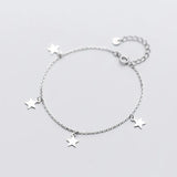 TrustDavis 925 Sterling Silver 4 Star Bracelet For Girls Lady DS477