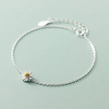 Trustdavis 925 Silver Marguerite Flower Bracelet for Women