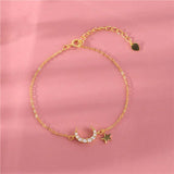 925 Silver Zircon Moon Star Bracelet 14k Plated Women Jewelry