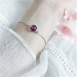 Amethyst Crystal Beads 925 Sterling Silver Bracelet Women