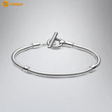 925 Sterling Silver Bracelet T-bar Snake Chain