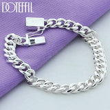 925 Silver 8mm Sideways Bracelet Chain Men Women Wedding Jewelry