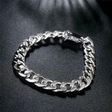925 Silver 8mm Sideways Bracelet Chain Men Women Wedding Jewelry