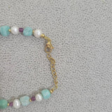 18KGF Glass Beads Natural Freshwater Pearl Bracelet