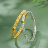 Vintage Jade Cuff Bracelet Bangle 14K Plated Women's Jewelry