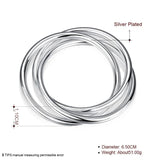925 Silver Bracelet Bangle Three Lines Smooth High Solid Jewelry