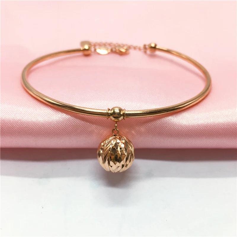 Purple Bead Pendant Bracelet 14K Rose Jewelry