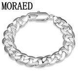 925 Silver Flat Sideways Bracelets Chains for Men