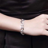 925 Silver Flat Sideways Bracelets Chains for Men
