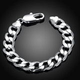 925 Silver Flat Sideways Bracelets Chains for Men