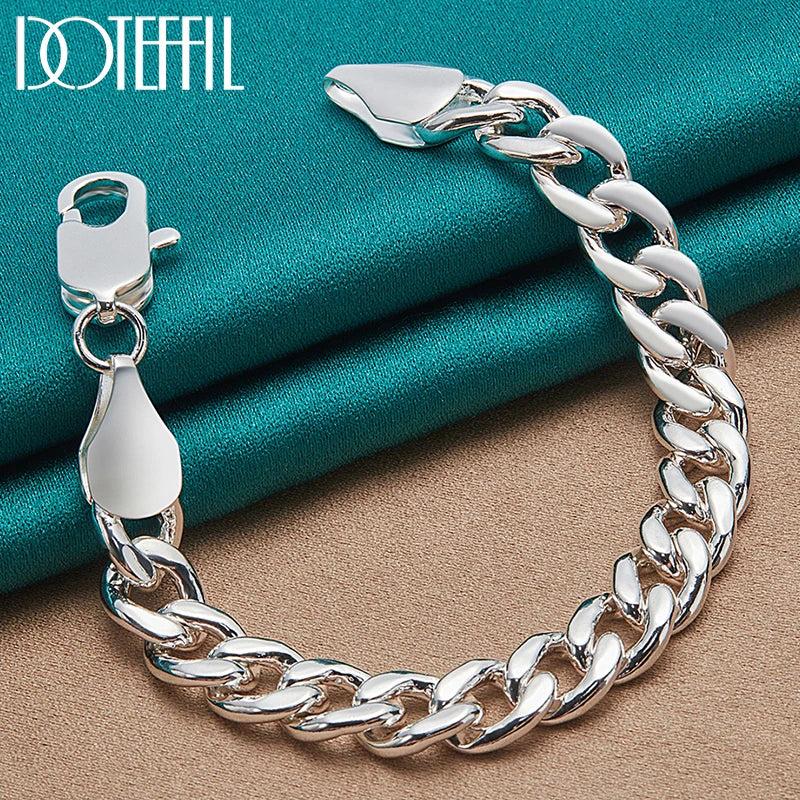 925 Silver 10mm Side Chain Bracelet For Party Wedding