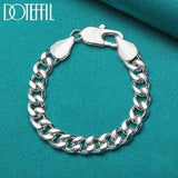 925 Silver 10mm Side Chain Bracelet For Party Wedding