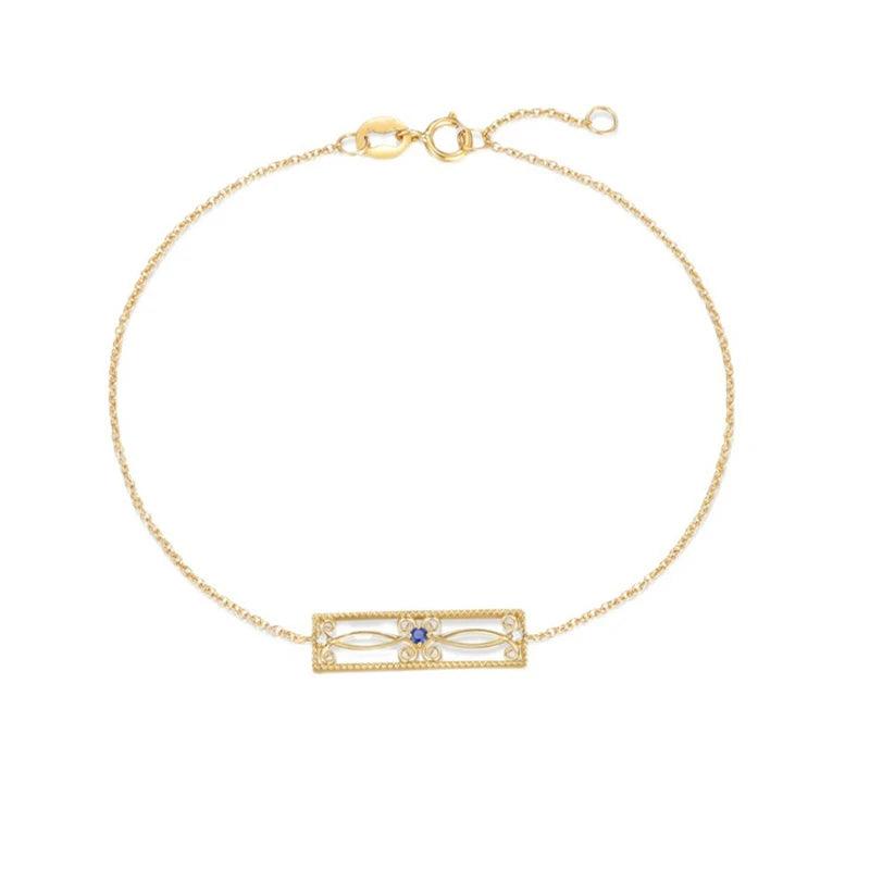 925 Silver Zircon Rectangle Charm Bracelet Classic Fine Jewelry