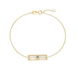 925 Silver Zircon Rectangle Charm Bracelet Classic Fine Jewelry